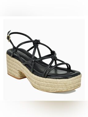 MERCEDES CASTILLO Black Knotted Strap Espadrille Platform Sandal